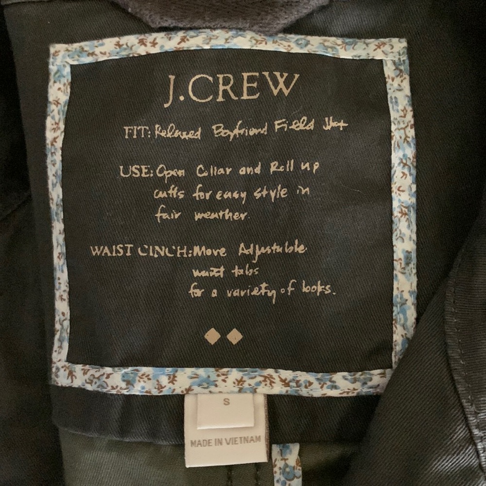 J. Crew Water Resistant Resin-coated twill field jacket Mossy Brown Green Sz S - Picture 8 of 12